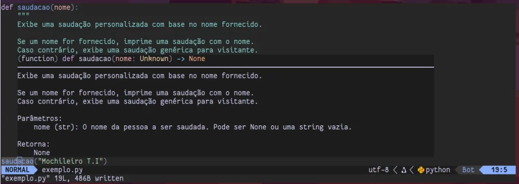 Neovim LSP hover documentacao funcao